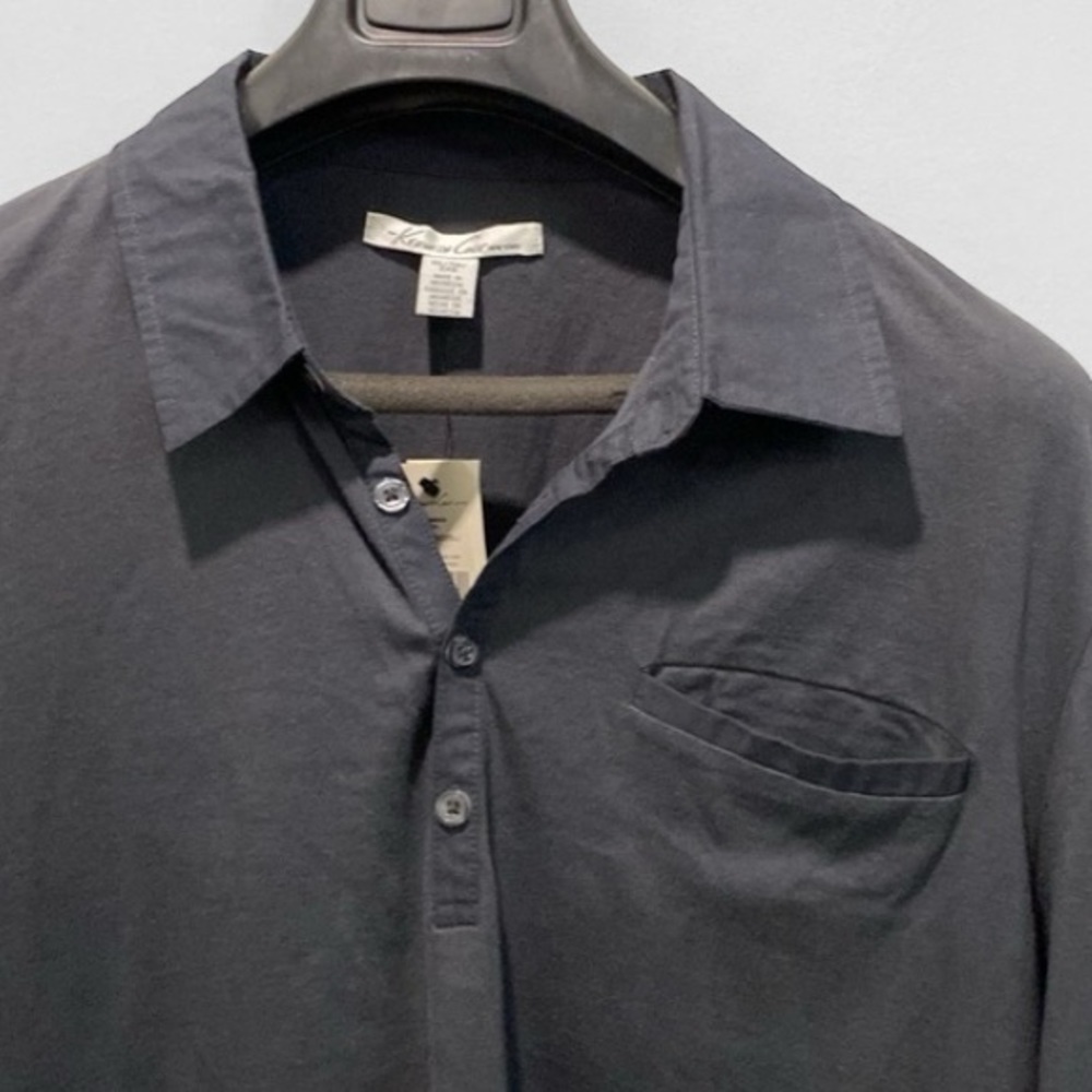 Kenneth Cole Black Polo Long Sleeve Shirt